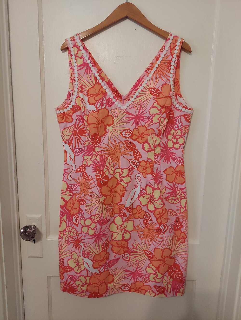 Lilly Pulitzer Heron There Hibiscus Crane Tank Dress Womens 12 Resort Vacation